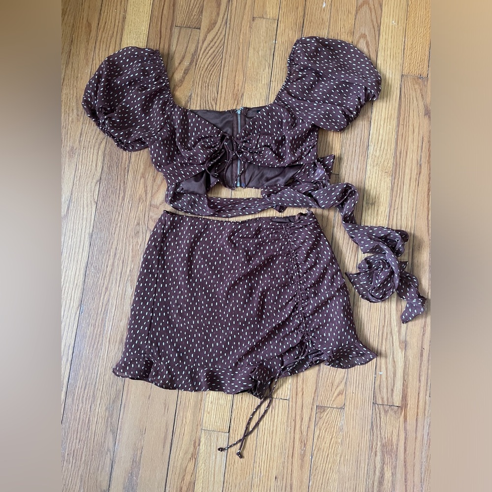 Cotton Candy LA Set Polka Dots Skirt and Crop Top Women Medium